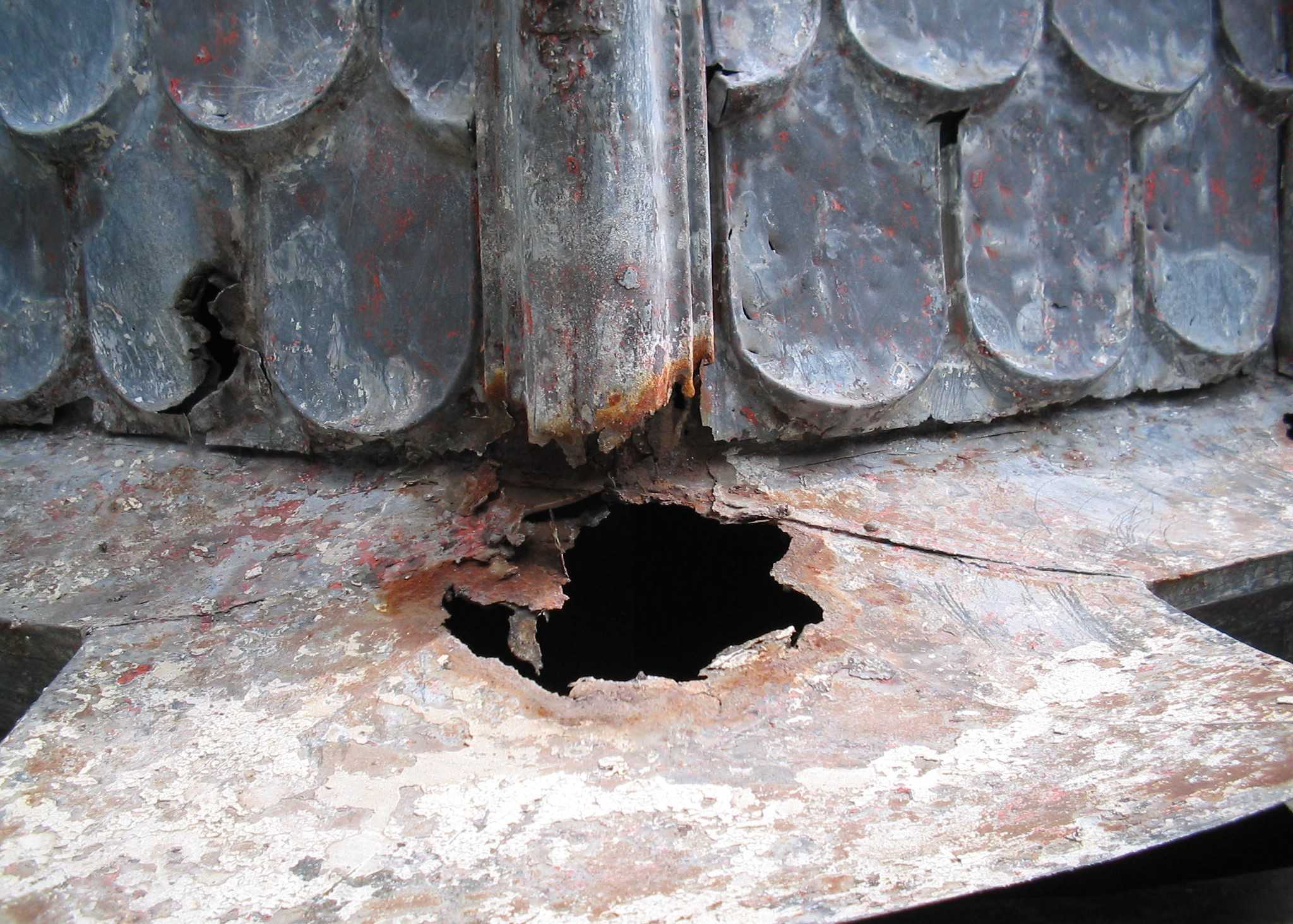 Hole in a section of the tower
