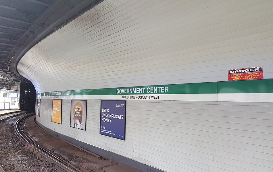 Protected wall of the subway station tunnel 